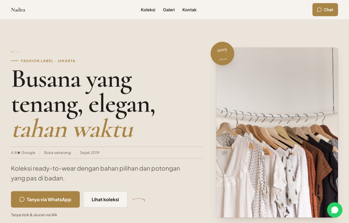 Contoh website Nadira