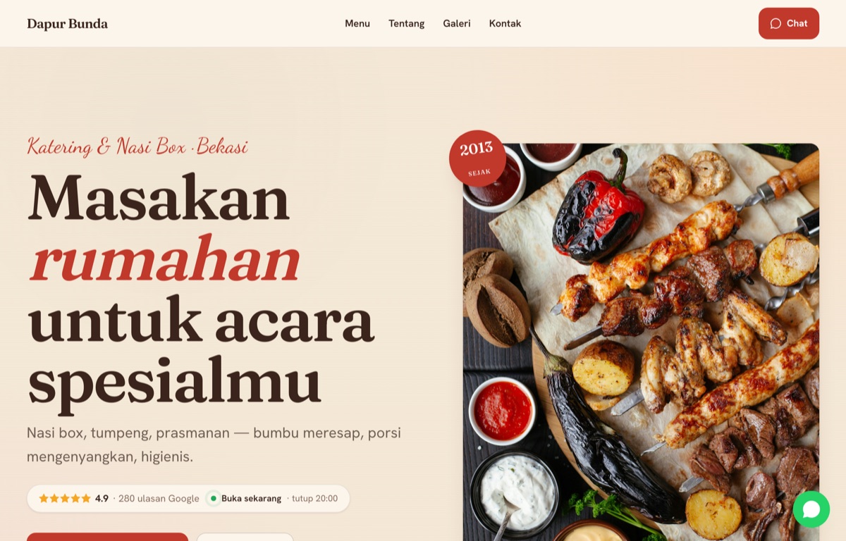 Contoh website Dapur Bunda