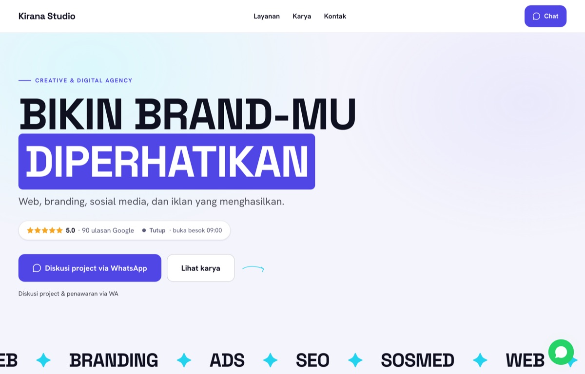 Contoh website Kirana Studio