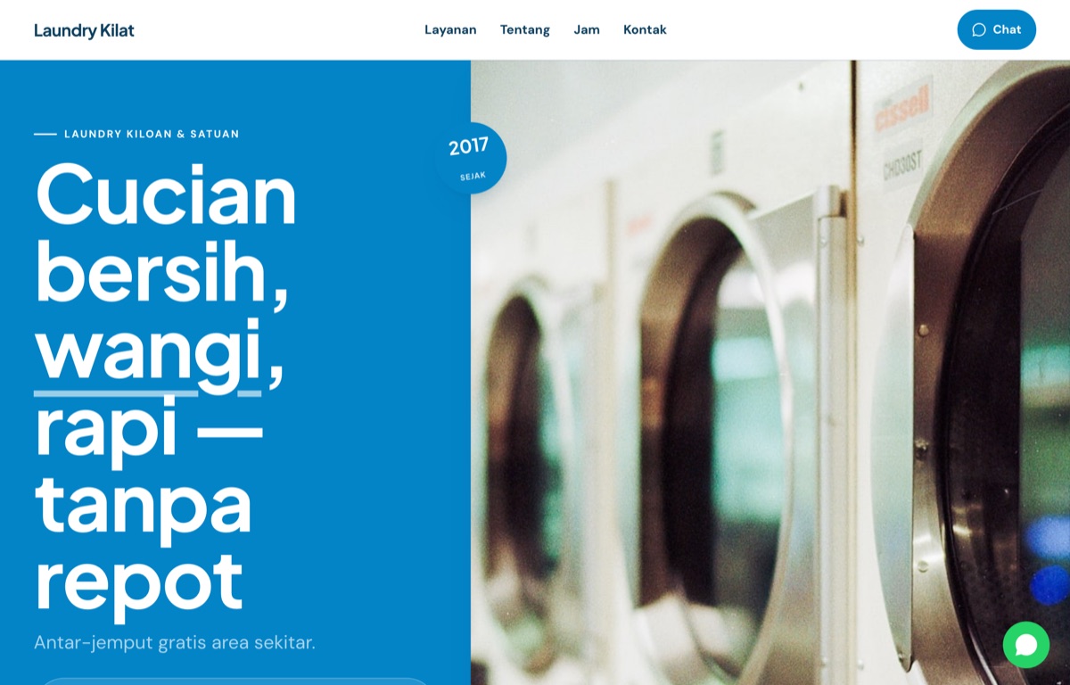 Contoh website Laundry Kilat
