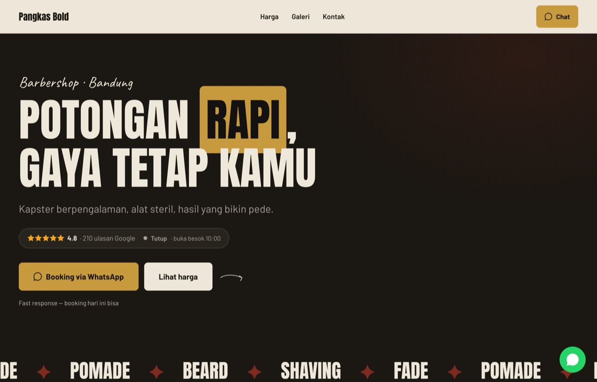 Contoh website Pangkas Bold