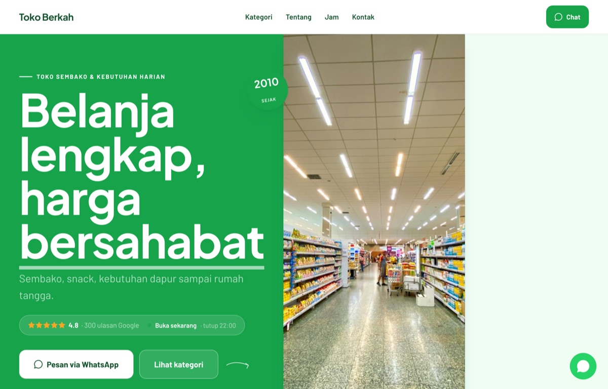 Contoh website Toko Berkah
