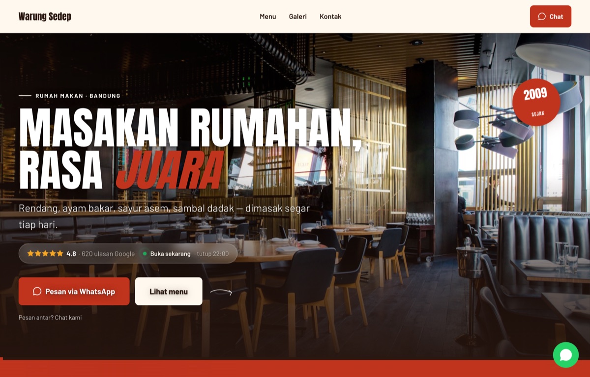 Contoh website Warung Sedep